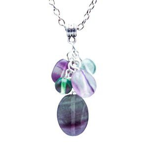 Cynthia Lynn "RAINBOW GEMS" Silver Rhodium Finished Fluorite Cluster Necklace